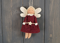 Red Fabric Hanging Angel with Heart (12cm) detail page